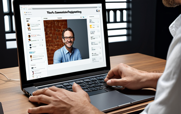 **
A confident visual designer sitting at a table across from their manager, with a well-organized portfolio showcasing their accomplishments displayed on a laptop. The atmosphere is professional but friendly, with both parties engaged in a constructive conversation. The scene should subtly highlight the designer's value and contribution to the company's success.
**