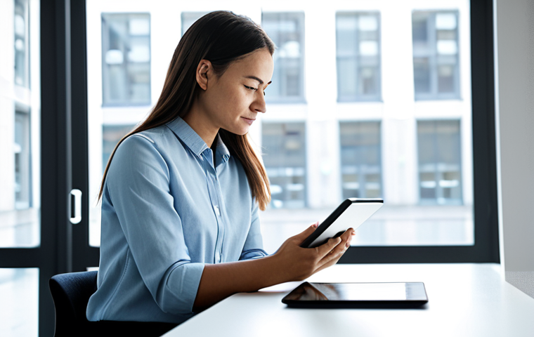 A thoughtful professional designer in modest business casual attire, observing user interaction with a tablet on a clean, light-filled desk in a modern user research lab. The designer is focused, taking notes, embodying the importance of empathy in user-centered design. The atmosphere is one of diligent research and collaborative innovation. Fully clothed, appropriate attire, professional dress, safe for work, appropriate content, professional, perfect anatomy, correct proportions, natural pose, well-formed hands, proper finger count, natural body proportions, high-quality professional photography.