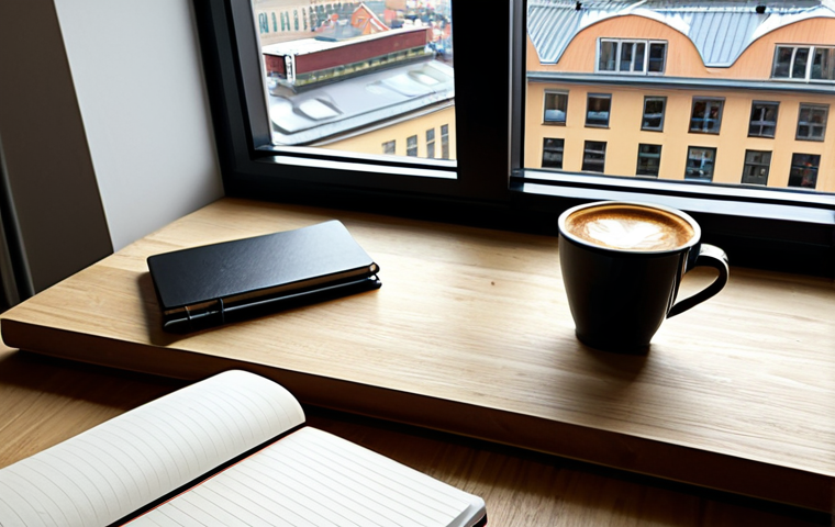 시각디자인 업무일지 작성법 - "A professional graphic designer in a bright, modern Stockholm office, fully clothed in appropriate ...