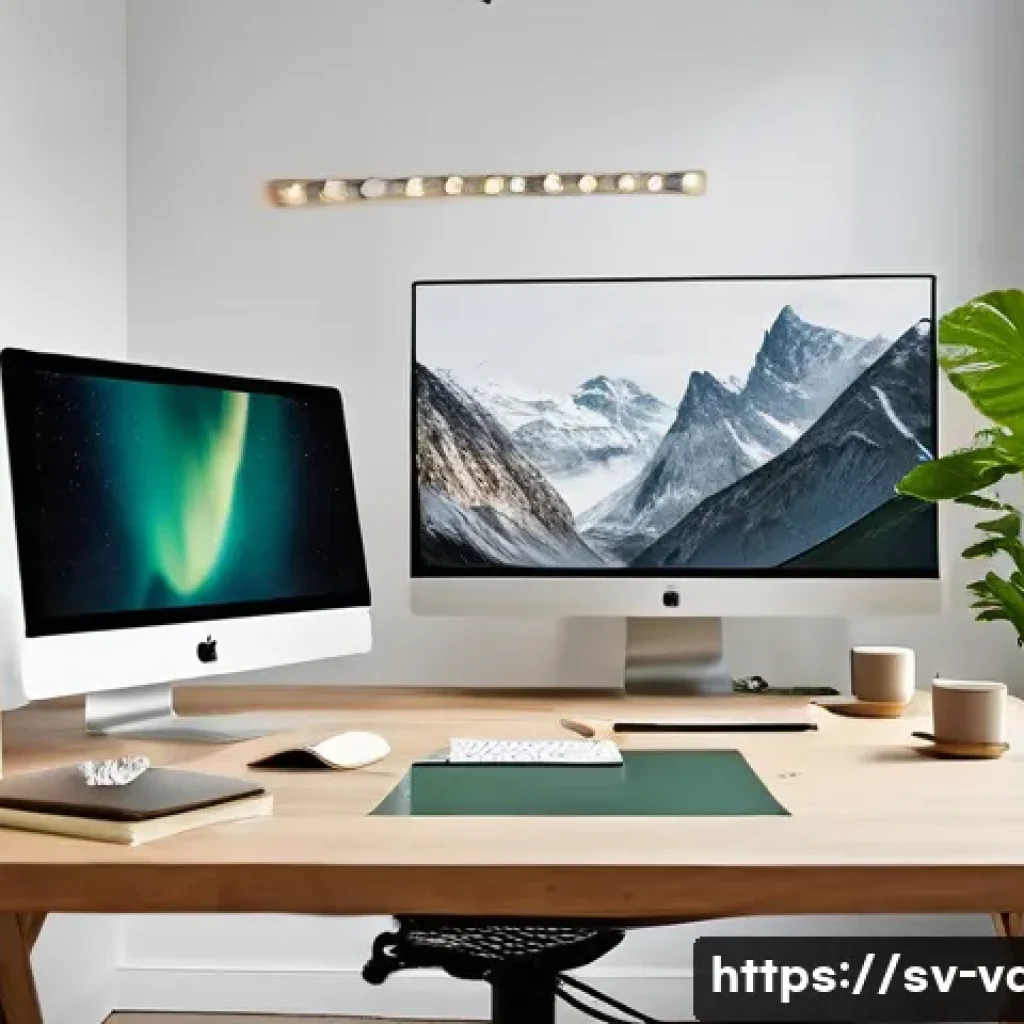 시각디자인 경력 초기에 주의할 점 - A modern Scandinavian design studio interior with a young female graphic designer working on a sleek...