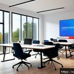 Home 22 시각디자인과 UX UI의 차이 - A modern Scandinavian office workspace showcasing a UX/UI designer at work, with a large monitor dis...